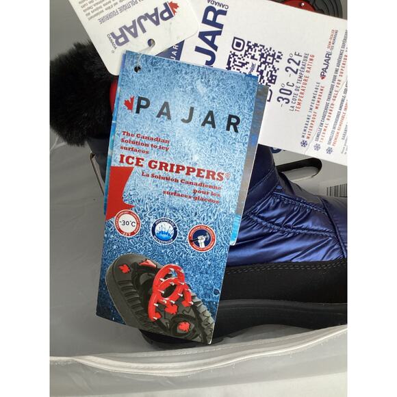 PAJAR Women’s Moscou 3.0 Snow Boots Size US 7 EU 38 Blue Ice Grippers Waterproof - Picture 8 of 10